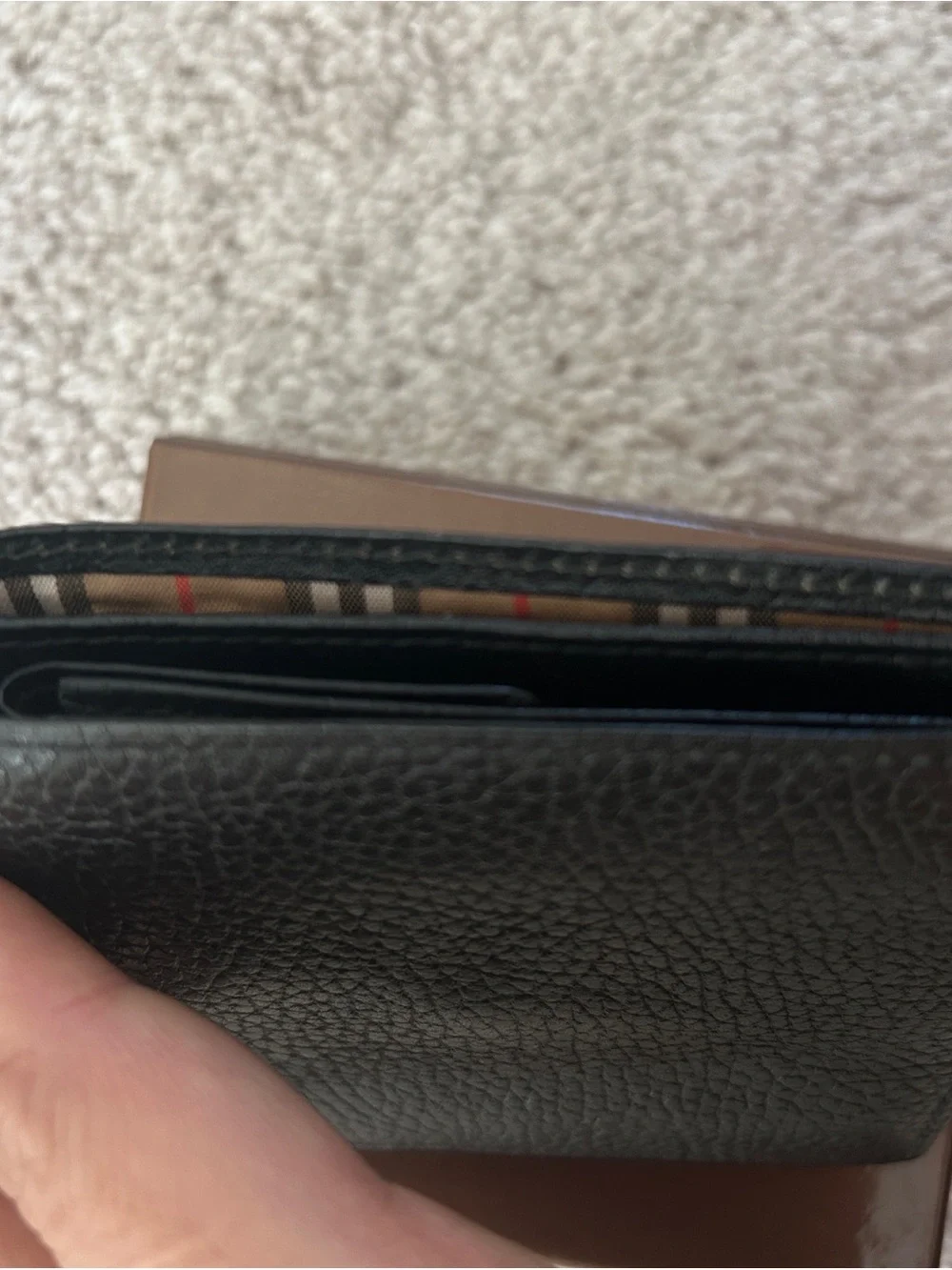 Burberry Black Textured Leather Men's Wallet with Signature Detail